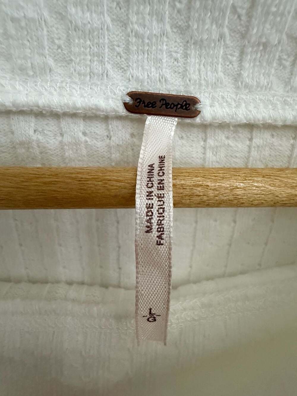Free People Mixed Up Cuff Thermal Top Size L Ivory White - Picture 2 of 7